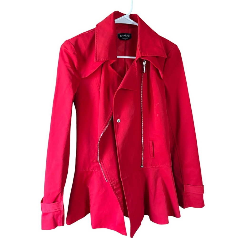 BEBE peplum jacket womens size small red